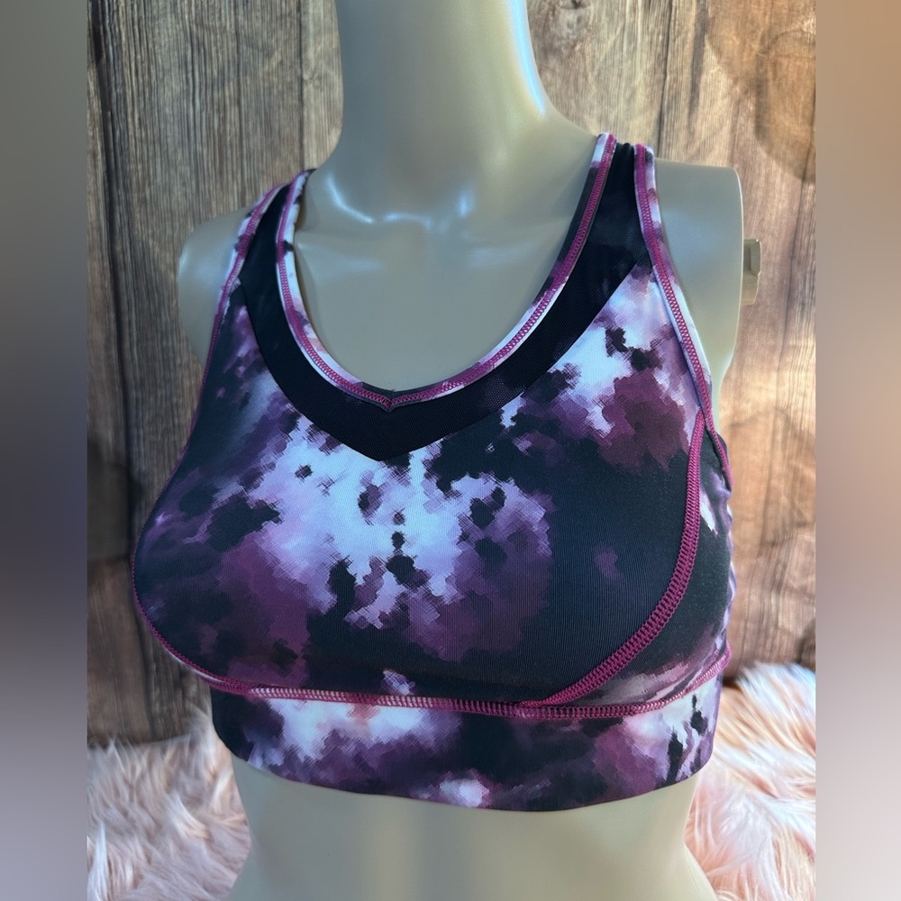 Lululemon Athletica Sports Bra Purple Black Polka Dot Yoga Athletic Top